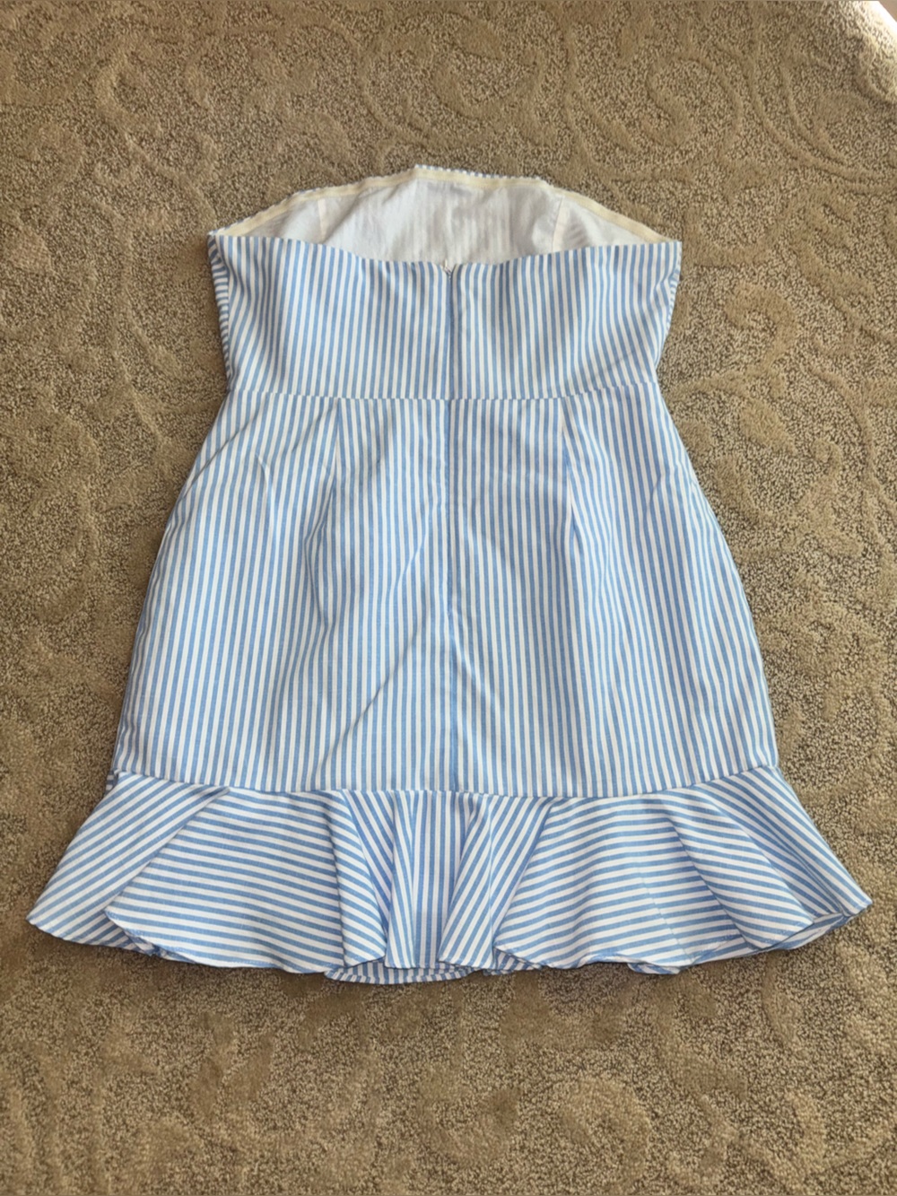SUPERDOWN Light Blue Striped Ruffle Mini Dress - Picture 2 of 5